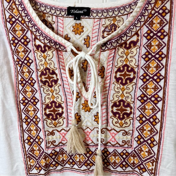 Tolani White Embroidered Women's Top Large - Picture 2 of 8